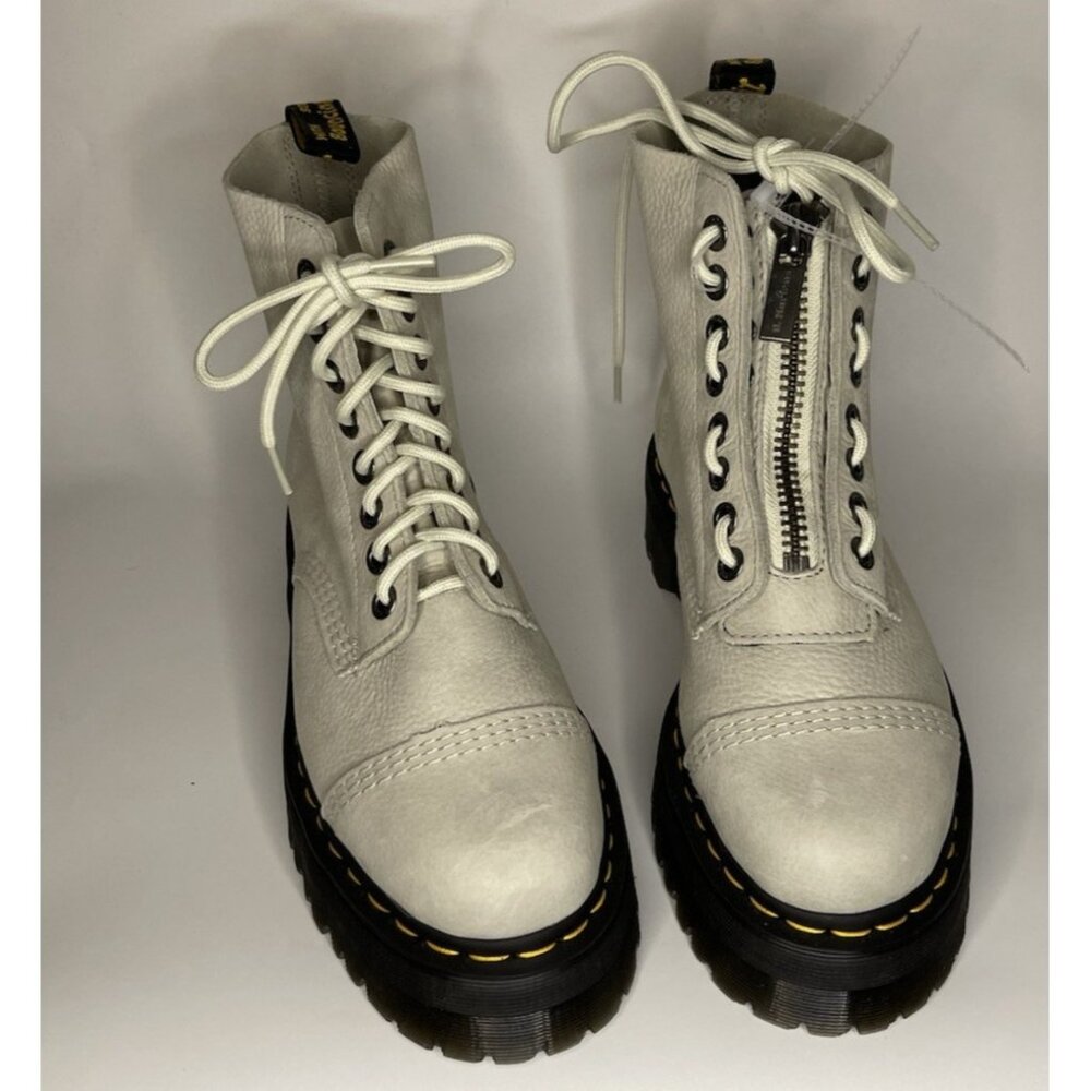 Dr. Martens sz 9 US Zip/Tie Sinclair Nappa Soft Leather Platform Boots Lt Sage